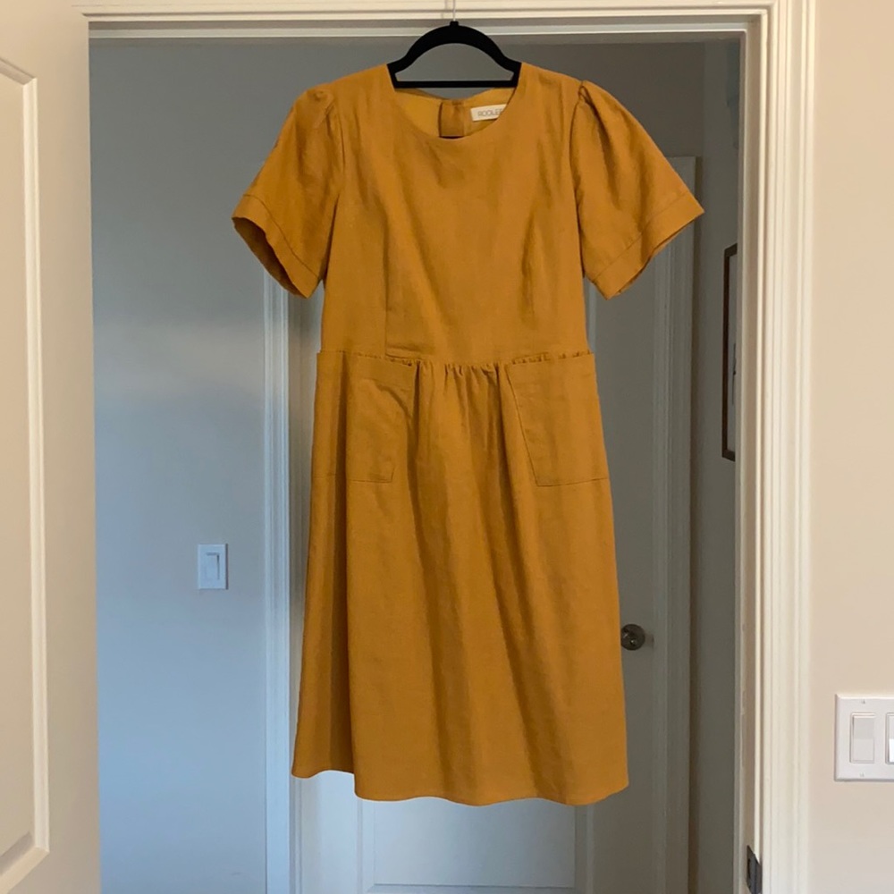 Rollee Mustard yellow knee length dress with pockets